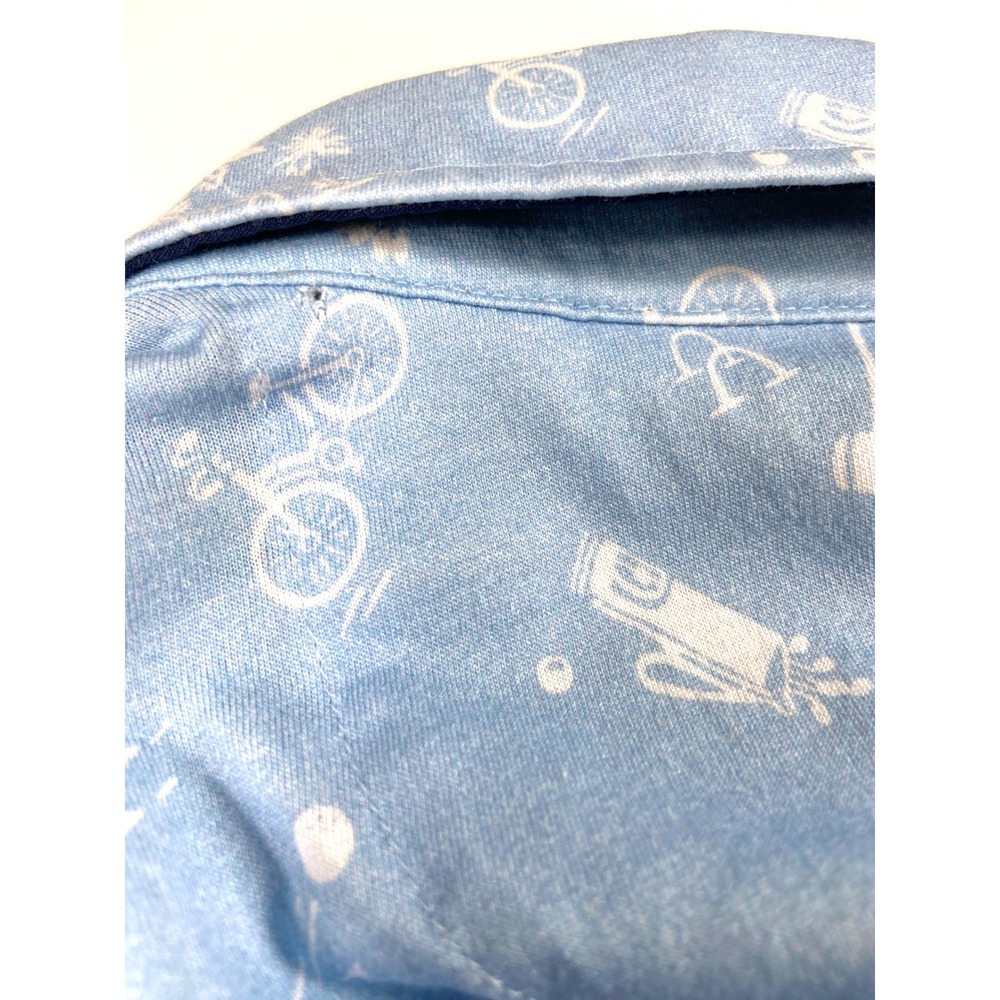 Polo Golf Ralph Lauren Shirt Blue Large With Bicycles Rackets Palm Trees Preppy - Picture 4 of 12